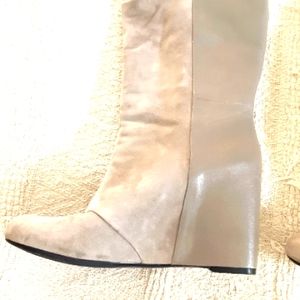 Enzo Angiolini (Gray) suede leather boots sz 9 1/2m wedge heels